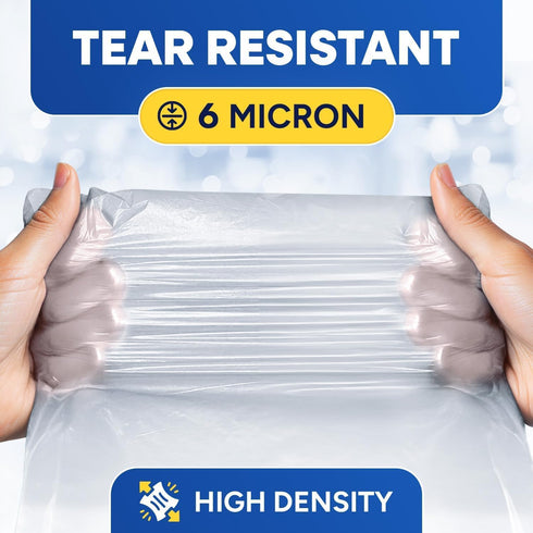 Plexon 12-16 24" 31" 6 Pack 1000, Gallon Clear Trash Bags, x High-Density Garbage Can Liners, Micron, Unscented, Bulk