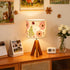 14.96in, 9W 3-Color Dried Flowers Tripod Table Lamp LED Cute Bedside Lamp with Flowers Linen Lampshade for Nursery