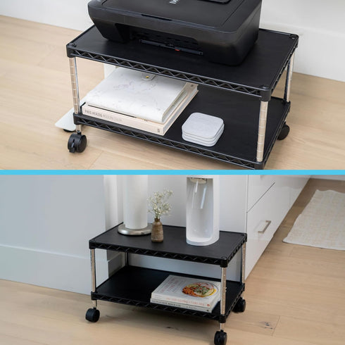 ZBRANDS 24" 14", Under Desk Printer Stand with Storage X Printer Cart, Small Printer Stand with Wheels, Small Printer