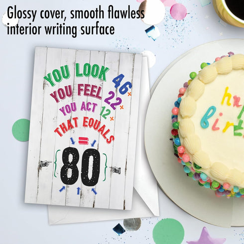 NobleWorks 80th Happy Birthday Card Funny - 80 Year Old Celebration, Milestone Humor Card for Grandparents