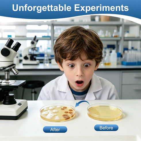 BKSIGA Kit,16Pcs Nutrient Agar Petri Dishes Science Project Nutrient Agar Plates and Cotton Swabs Dropper Pipettes
