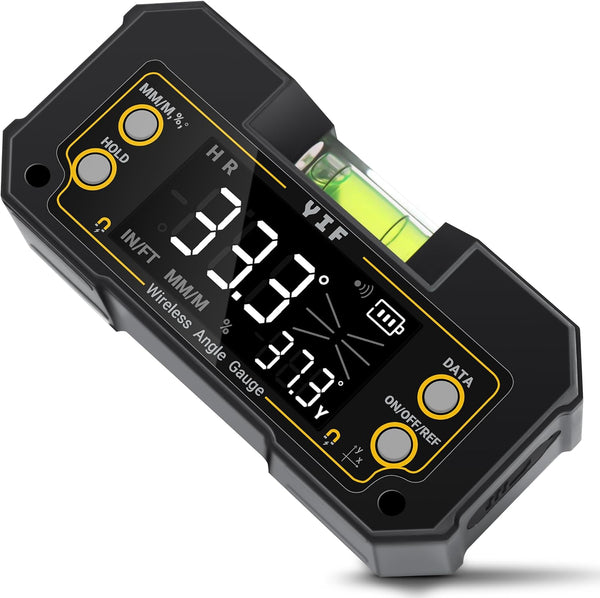 YIF Wireless Digital Angle Finder Tool, Dual Axis, Magnetic Angle Finder with Clear Display for Absolute Measurement