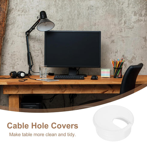 uxcell Cable Hole Cover, 4Pcs ABS Desk Grommet Hole Cover for Office Computer Wire Organizer, White