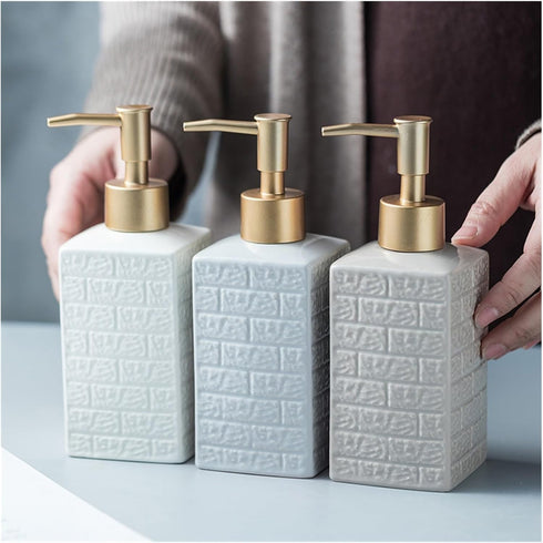 REFKIT Ceramic Lotion sub-Bottling Bathroom Shower Gel Shampoo Hand sanitizer Disinfectant sub-Bottling(Gray Blue)