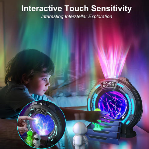 Northern Lights Projector with Plasma Ball Lamp, White Noise, Music Speaker, Alarm Clock & Remote, Stargate Astronaut