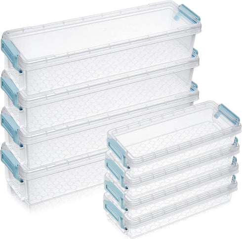 Gueevin 8 Pcs Plastic Pencil Case Stackable Clear Pencil Box with Latching