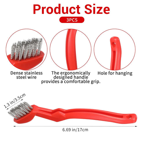 Sibba 3-Pack 7" Heavy-Duty Stainless Steel Wire Brushes Curved Handle Welding Slag, Rust & Paint Removal Brushes, Stiff