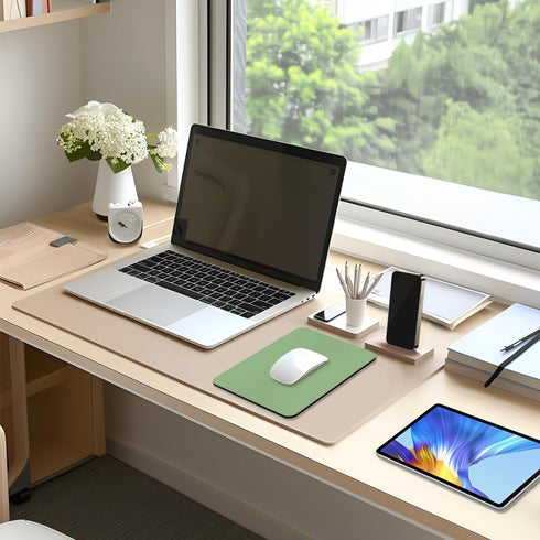 Hsxnam 9.8" 7.9", Leather Mouse Pad, Office Mouse Mat Non-Slip Rubber Base Stitched Edge Washable Waterproof