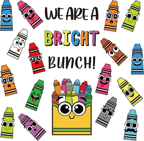 JarThenaAMCS Back to School Crayon Bulletin Board Set Colorful Crayon Shape Paper