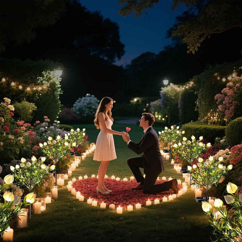 7 2 Pack Solar Garden Lights, Heads Gardenia Colorful Flower Light Waterproof Solar Outdoor Lights for Yard Pathway