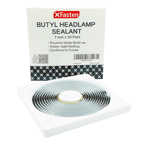 XFasten Butyl Headlamp Sealant, 7mm x 20 Feet, OEM Grade Automotive Rubber Butyl Rope Tape