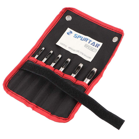 Spurtar 6PCS Leather Hole Punch Set, 1/8'' - 5/16'' Heavy Duty Round Hollow Punch Tool