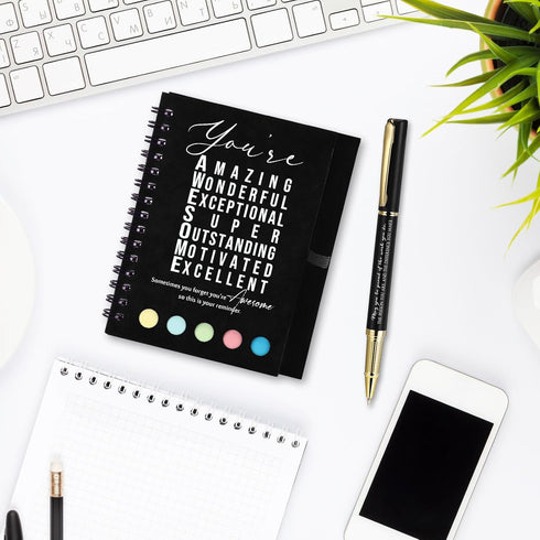 Jetec 25 Sets Team Employee Appreciation Gifts, Inspirational Spiral Notebooks with Ballpoint Pens for Boss Coworker