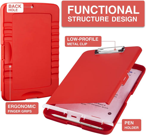 Sooez Clipboard with Storage, High Capacity Nursing Clipboards with Pen Holder, Heavy Duty Plastic Storage Clipboard with Low Profile Clip, Clipboard Folder, Teacher Must Haves, Office Supplies by Sooez