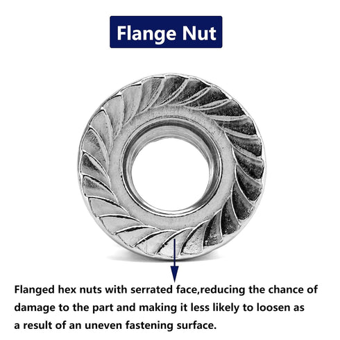 SG TZH 5/16-18 100Pcs 304 18-8, Serrated Flange Hex Lock Nuts Stainless Steel Full Thread, Hex Drive, Bright Finish by