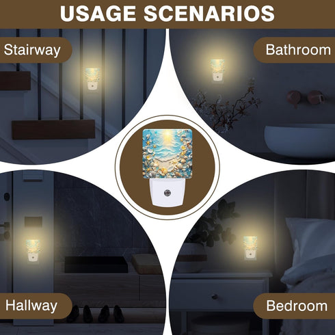 FOISIIAEA 0.5W Night Light Seashells and Seastars on Sand Night Lights Plug into Wall Smart Dusk to Dawn Sensor Energy