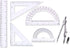 oxe Student Math Geometry Set, 6 Pcs: 4 Inch and 6 Inch Drawing Compass, Clear Math Protractor, Triangle Ruler, 30/60