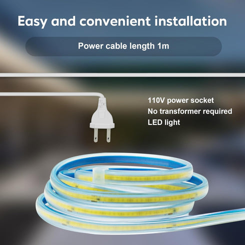 pcningled 3000K 110V 1M 110 1 3.28ft) LED Light Strip AC Waterproof Lights Volt Plug-in COB LED Strip Lights Meter Warm