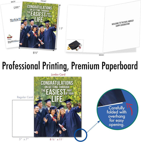 NobleWorks Big Hilarious Graduation Card, 8.5 x 11 Inch, Funny Grad Notecard for College, High School Students