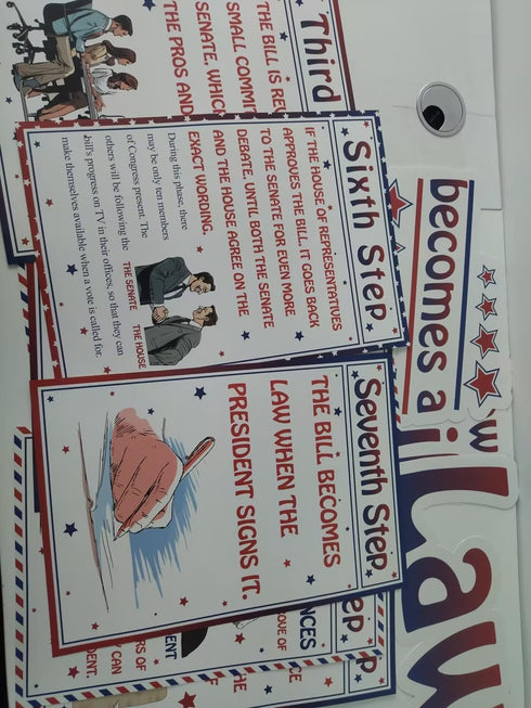 party greeting 11pcs American Bill and Law Bulletin Board Set, US Government History Decor for Middle School Classroom