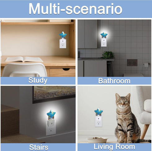 Gift,0.5W Underwater World Night Light,Sea Ocean Fish Plug-in Star Night Lights with Dusk-to-Dawn Sensor