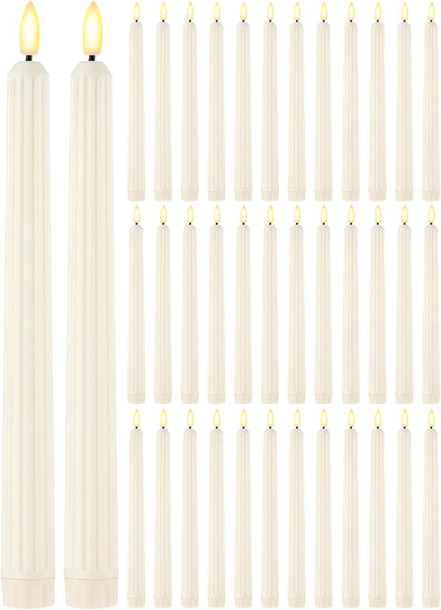 Treela 36 Pieces Flameless Taper Candles Flickering Faux LED Battery Operated Electric