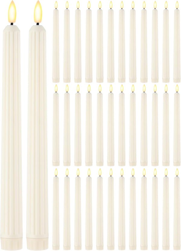 Treela 36 Pieces Flameless Taper Candles Flickering Faux LED Battery Operated Electric