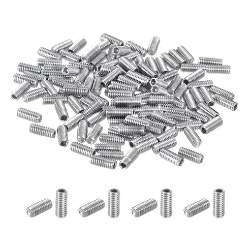 uxcell 120Pcs Hex Socket Grub Screw Set | M2.5x6mm 304 Stainless Steel Head Screws | Flat Point Grub Bolt