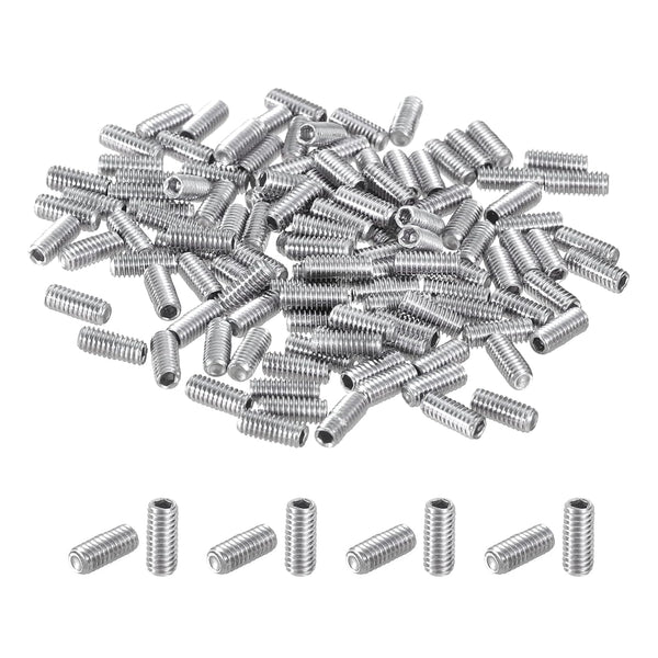 uxcell 120Pcs Hex Socket Grub Screw Set | M2.5x6mm 304 Stainless Steel Head Screws | Flat Point Grub Bolt