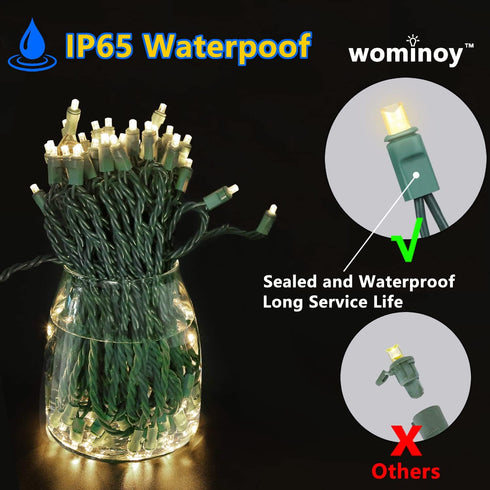 25ft 50 Counts Commercial IP:65, Warm White LED Christmas Lights - Grade Outdoor Waterproof, Green Wire, Xmas Tree