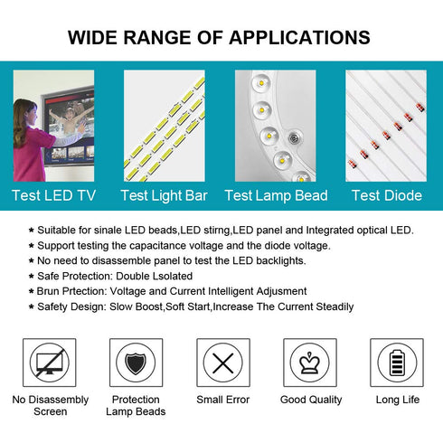 LED Light and TV Backlight Tester, LED Strip Lamp Beads Repair Tool with Gold Plated Pin