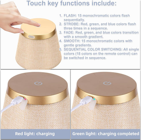 Dimmable 4000mAh Wireless Linen-Covered Bottle Lamp, Wine Bottle Lamps with RGBW Touch Bottle Lights, Rechargeable LED