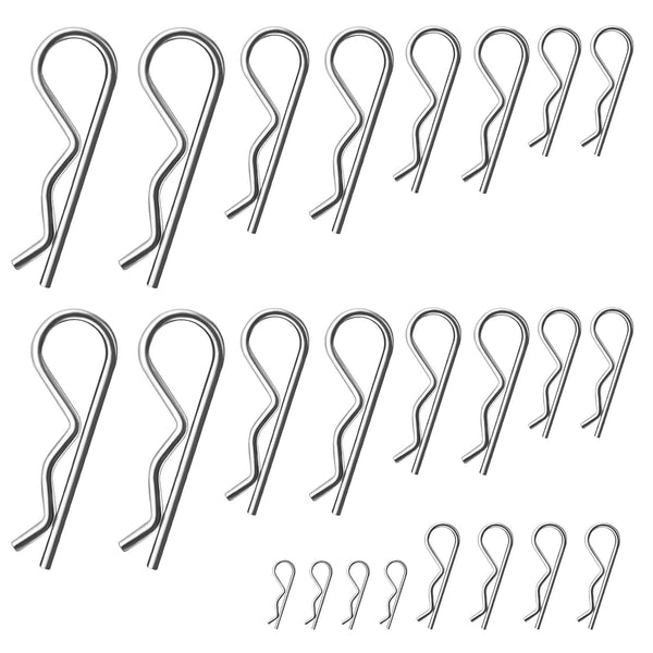 24 Pcs Cotter Pin Assortment Kit, Heavy Duty Zinc Plated Spring Fastener Kit for Hitch Pin Lock System