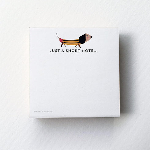 Dachshund Sticky Note Cube - Short Note, 3 3/8" x 3 3/8" x 1" (86mm x 86mm x 25mm)