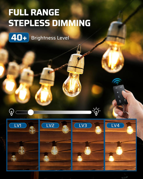 Dimmer 100FT IP44 Dimmer 4 150W Dimmable LED/300W Bulbs DEWENWILS Outdoor for String Lights, Remote Range, Waterproof