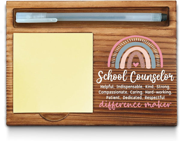 School Counselor Sticky Note Holder, Office Decor & Gifts for Women, Self-Stick Note Pad Holder