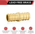 EFIELD 25-Pack Pex 1/2 Inch Straight Coupling Brass Crimp Fitting for Pex Tubing Connection, ASTM F1807