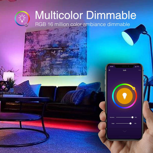 Beantech Smart Bulb, WiFi Light Bulbs, Color Changing Light Bulb, Smart Light Bulbs Work with Alexa & Google Assistant, A19 RGB Alexa Light Bulb, RGB+White, Dimmable LED Light Bulbs, 2 Pack by SEAGO