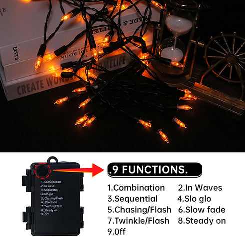16ft 50 8 2 MULTI-SPARKING Battery Operated Halloween Lights LED Mini String Lights for Small Tree, Wreath, Crafts