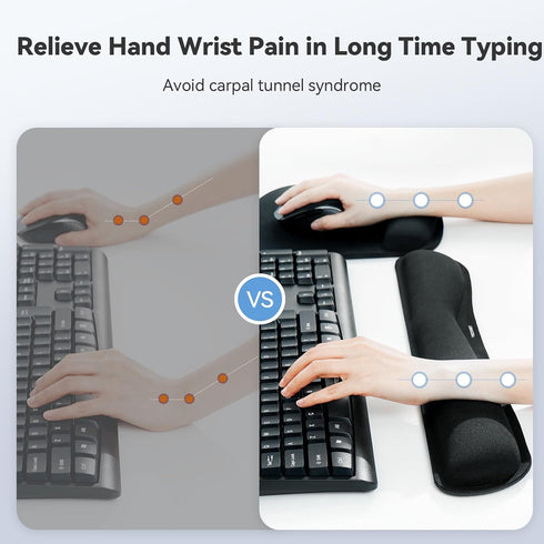 Set TECKNET Keyboard Wrist Rest and Mouse Pad with Wrist Support, Memory Foam for Computer/Laptop/Mac, Lightweight