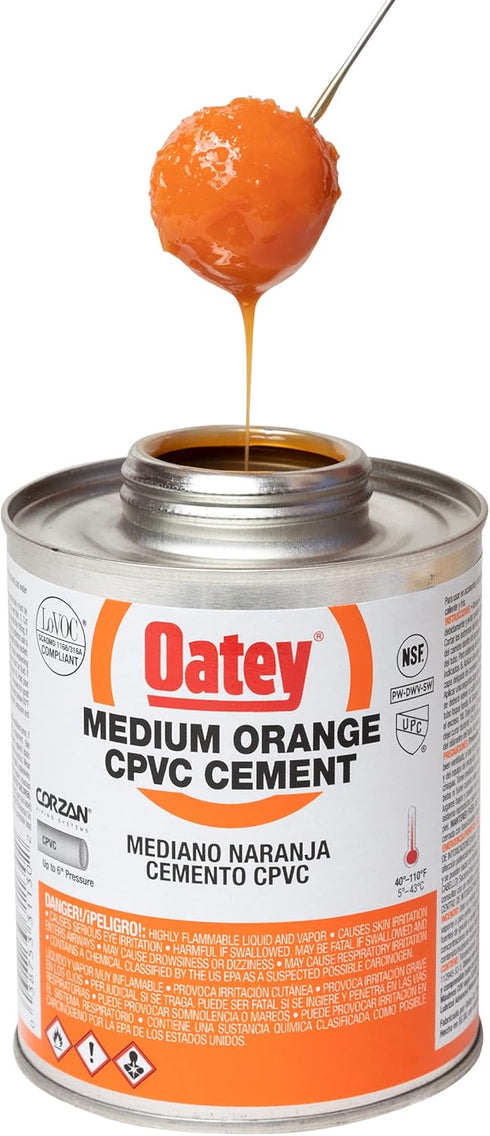 Oatey 31128 Cement, 4 oz, CPVC Orange