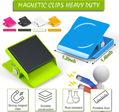 Grtard 24 Pack Magnetic Clips, Heavy Duty Magnet Clips, Magnets for Fridge, Whiteboard Magnet Clip, Strong Refrigerator Magnets Clips, for Home, School, Hanging Photos by Grtard