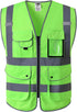 JKSafety Class 2 High Visibility Safety Vest 9 Pockets Zipper Front Reflective Strips 150-Green 4X-Large