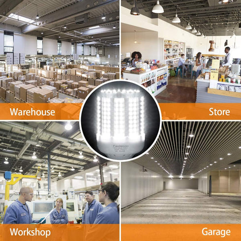 2 Pack 280W Equivalent LED Corn Light Bulb, 4000 Lumen 6500K Cool White Daylight, E26/E27 Medium Base