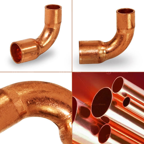 Everflow Supplies CCLT3814 90 Degree C x C Copper Long Radius Elbow Fitting, 3/8" x 1/4"