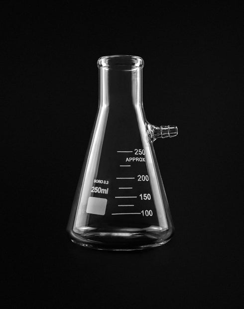 QWORK 250ml Borosilicate Glass Filtering Flask with Tubulation, 2 Pack