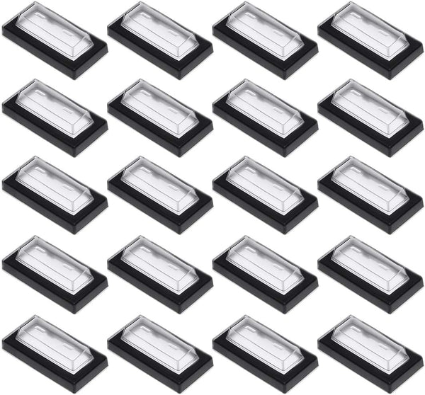 uxcell 20pcs Waterproof Case Switch Covers, Clear Black Rectangle Splash Protector for Boat Rocker Switch