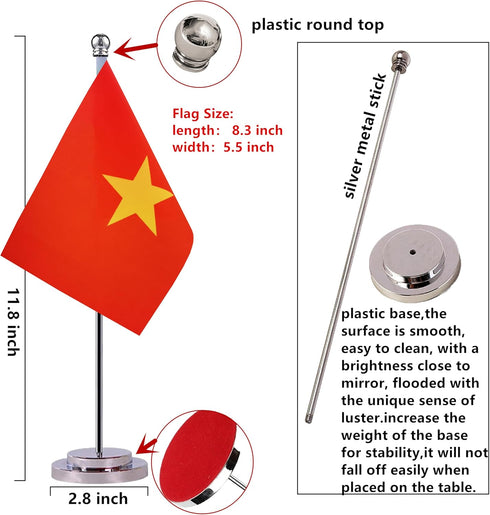 Krmkot Country Vietnam Vietnamese Desk Flag Table Flag, Small Mini Vietnam Vietnamese Desktop Flag,Miniature