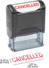 Self Inking Rubber Stamp - Refillable Red Ink Preinstalled, (9/16" x 1-1/2") (Cancelled)