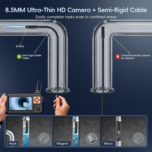 SKYBASIC 4.3'' 8 65.6FT Industrial Endoscope Borescope Camera with Light, HD Digital Handheld Waterproof Sewer Tools